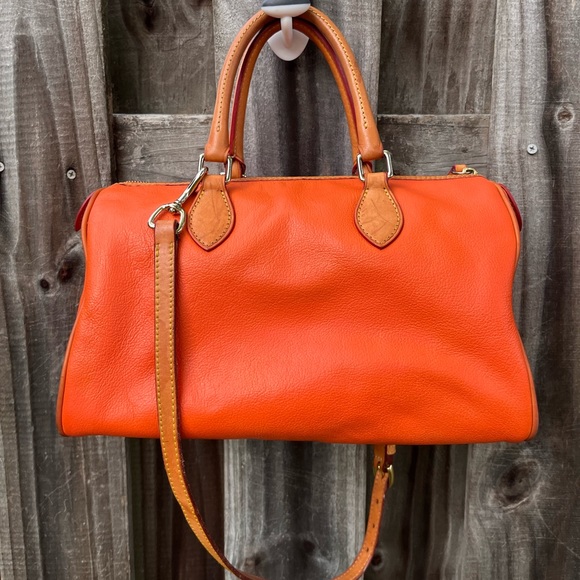Dooney Orange Leather Satchel Barrel Bag 28cm - Picture 9 of 13